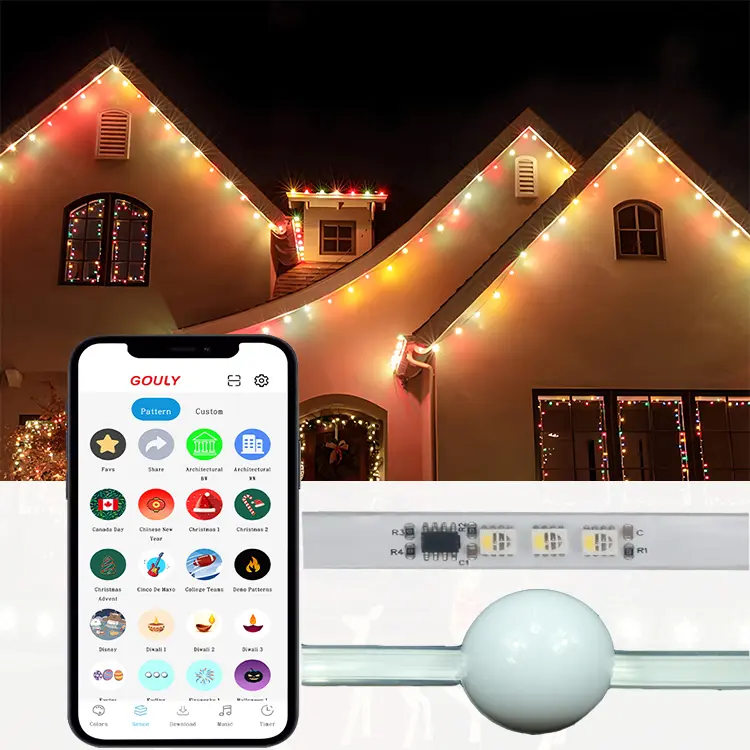 DC12V IP67 RGB Half Globe LED Light String Magic Full Color Holiday  Decoration